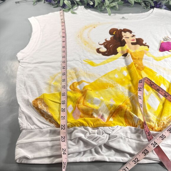 Disney Belle Blouse Womens Princess Top Beauty Beast Book Gown Waistband Shirt - Picture 6 of 16